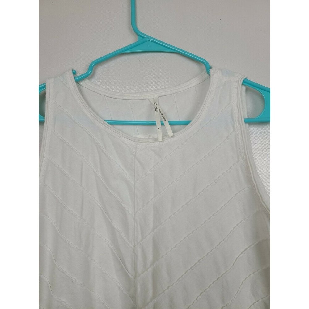 By Anthropologie White Ribbed Sleeveless Scoop Neck Tank Top Medium - Picture 4 of 9